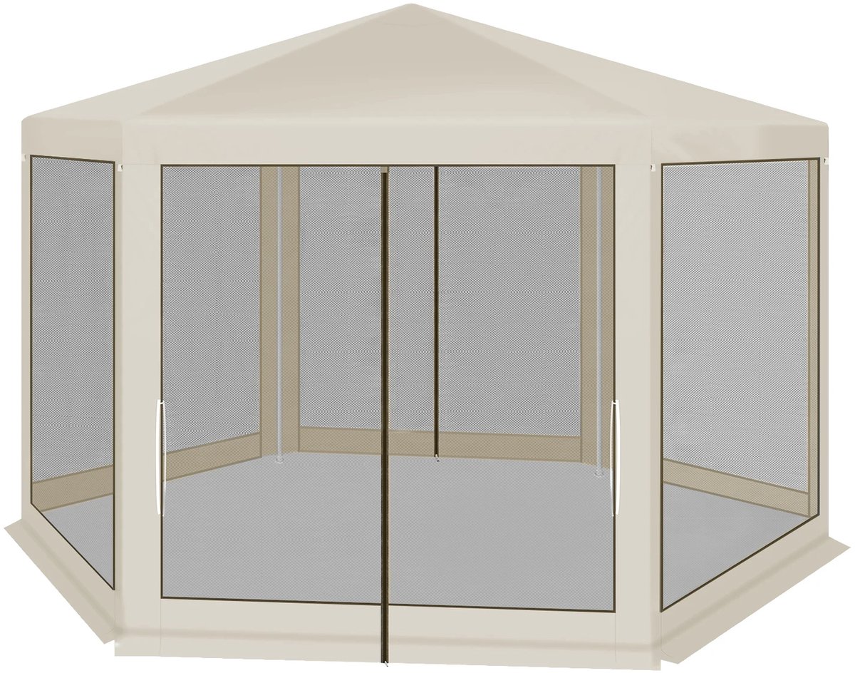 MakkelijkMooi 6 Hoekig Prieel - Partytent - Zijwanden van Mesh Klamboe - 6 Hoekig dus Veel Ruimte - Muskieten Vrij Paviljoen