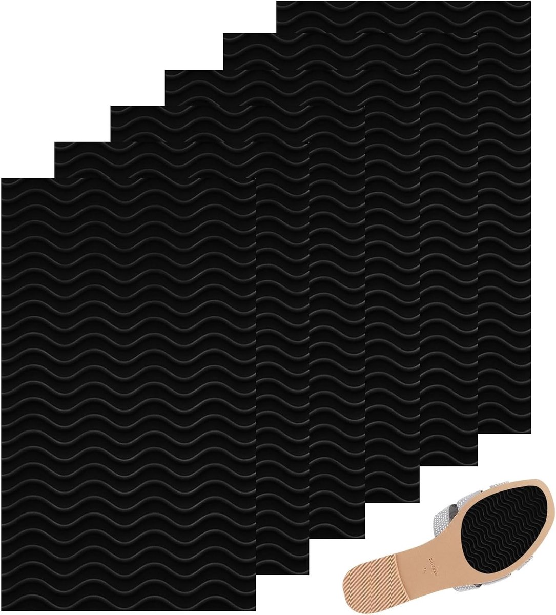 Verstevig je Schoenen met een Antislip Rubber Zool, Geschikt voor Alle Maten (15 x 10 cm, Zwart)