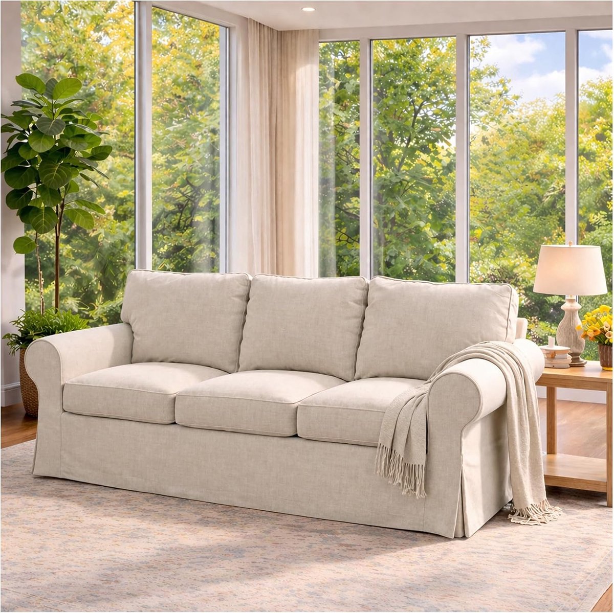 Luxe Hoekbank - Beige - 24x24x8 cm - Arqam
