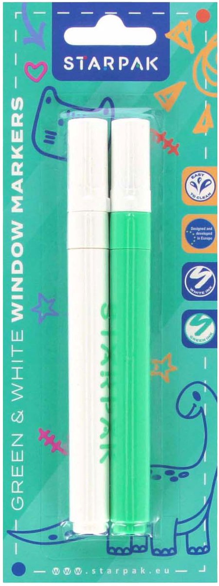 Lobbes raamstiften speelgoed wit en groen voor kinderen - creatieve markers.