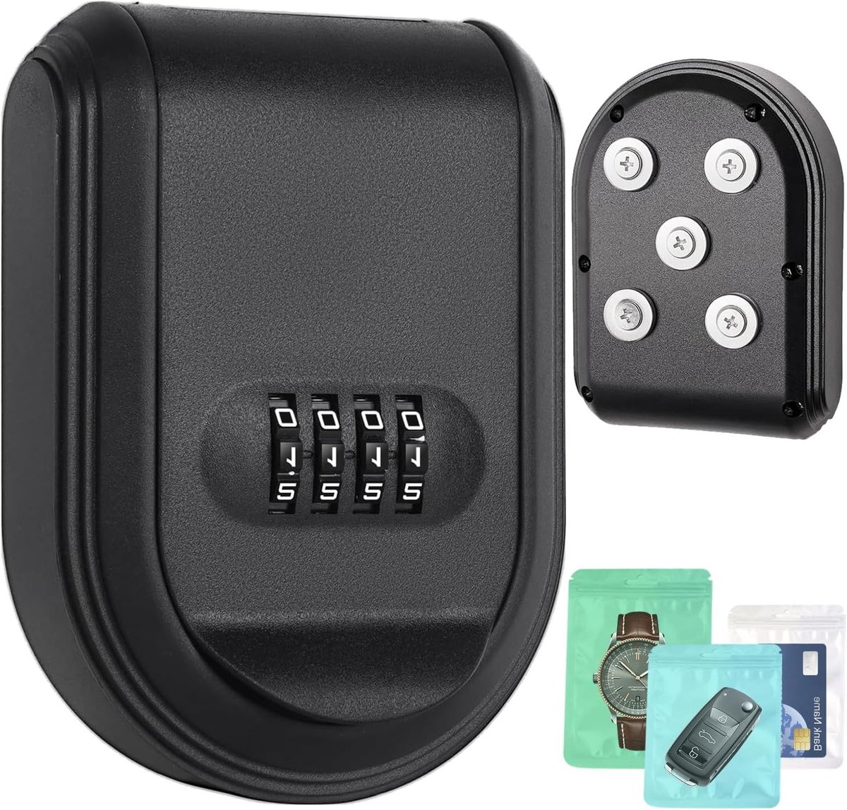 Magnetische sleutelhouder met combinatie slot, verborgen onder de auto voor extra veiligheid en gemak