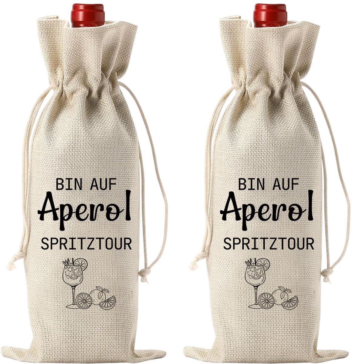 Allecto - Wijnfleszakken - Aperol geschenktas - Stijlvolle cadeauzakjes - Jute wijnzak - Perfect voor verjaardagen en feesten - Geschikt voor man