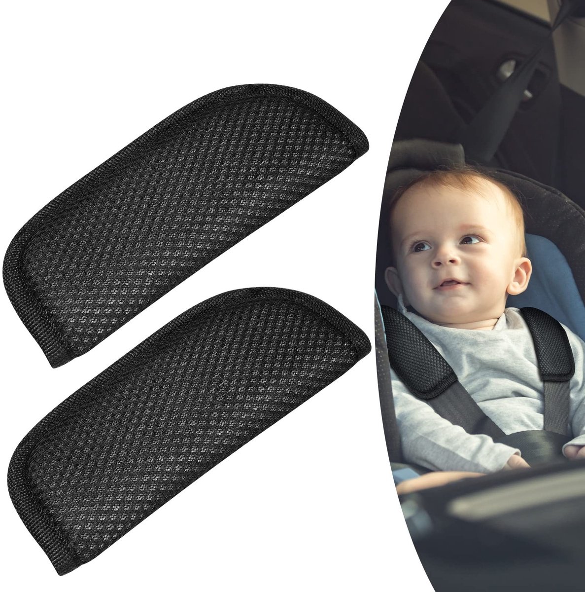 aladdien - Gordelbeschermer Kinderen - Universele Gordelkussens - Ademend Slaapkussen - Geschikt voor Baby-auto's - Comfortabele Neksteun - Bescherm..