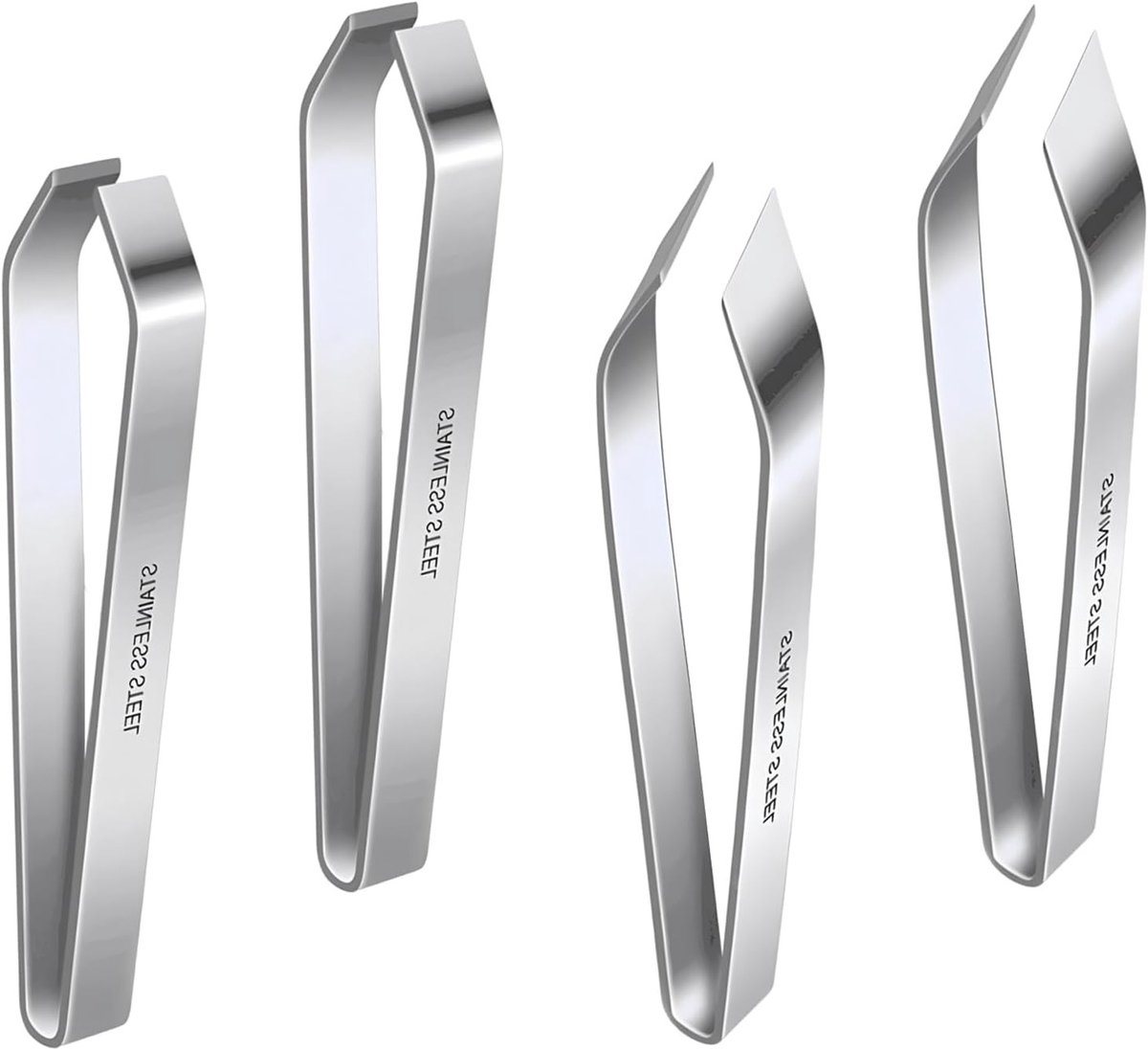 Professionele RVS Haringbeenpincet Set van 4 - Antislip Keuken Gereedschap voor het Verwijderen van Visgraten en Schubben, Ideaal voor Koken en Bereiden van Visgerechten