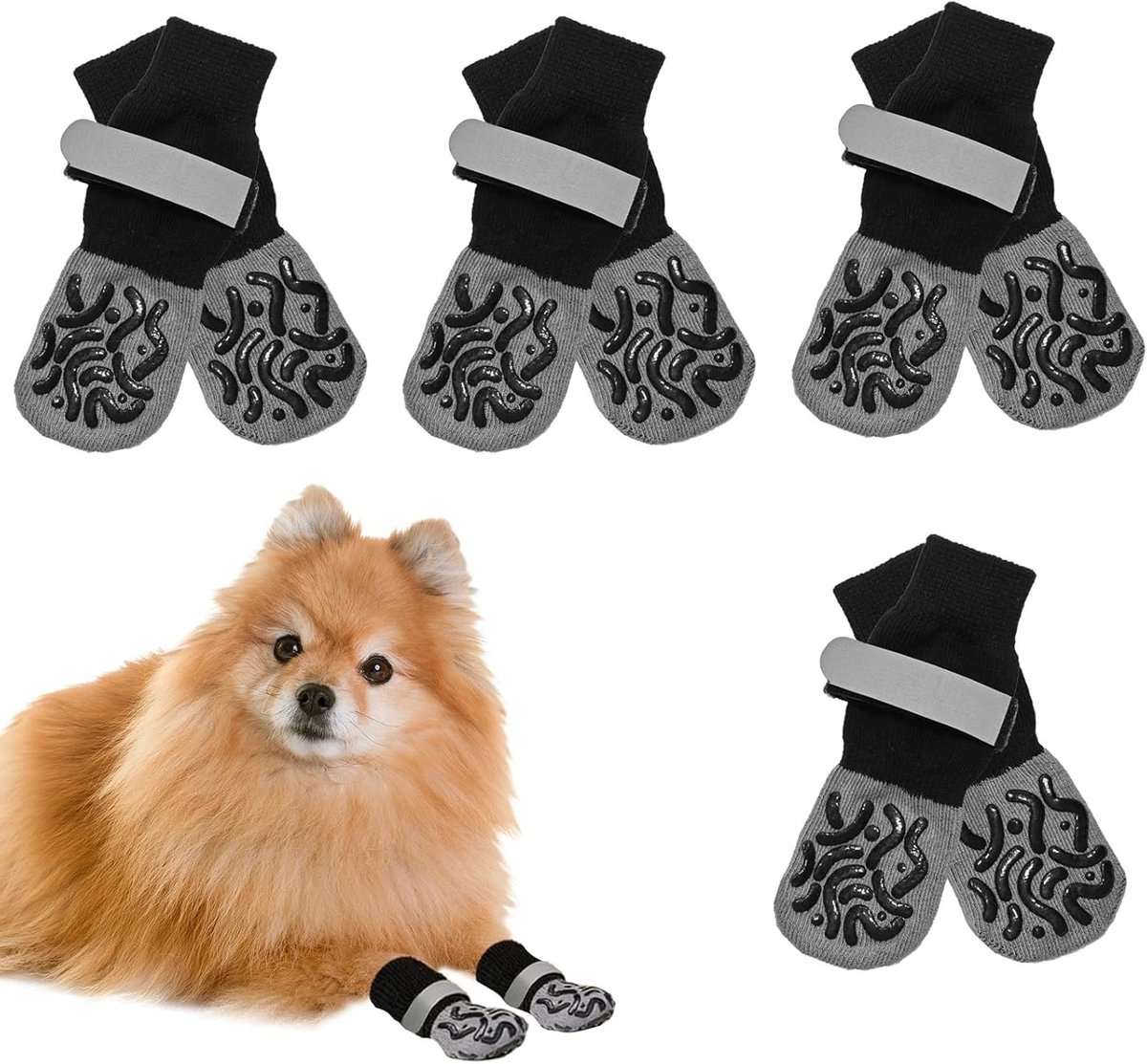 Antislip sokken en hondenschoenen met pootbescherming, verstelbaar en ideaal voor binnen en buiten, perfect voor kleine en middelgrote honden