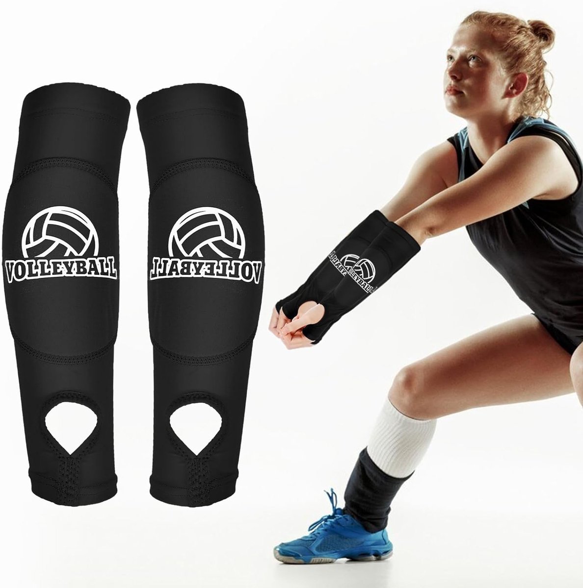 1 Paar Elastische Volleybal Arm Guards met Antislip Beschermpad en Duimopening voor Jeugd en Kinderen, Sportaccessoires voor Arm Bescherming en Veiligheid
