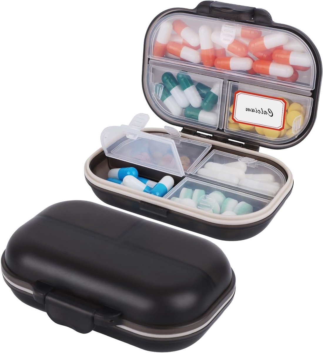 Allecto Plus - Pillendoos draagbaar met 7 vakken voor weekorganisatie - reis-pillen-organizer luchtdicht - vochtbestendig - tabletten - vitaminen - visolie - handig voor onderweg
