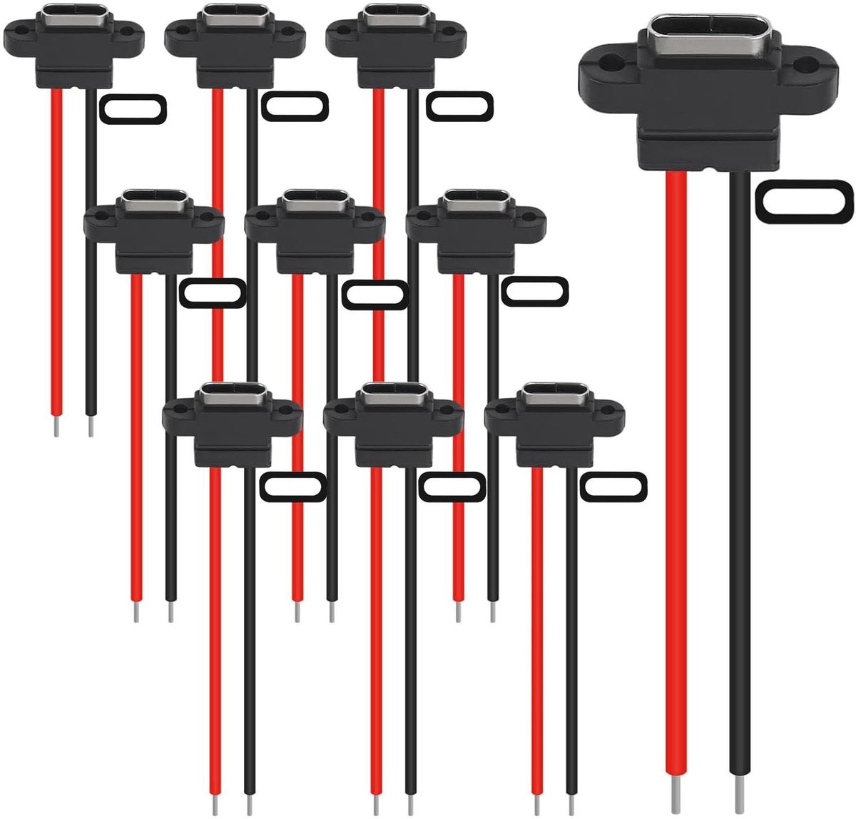 RUNCCI-YUN USB C Socket Pack van 10 - 5V 3A 150mm met PD Functie