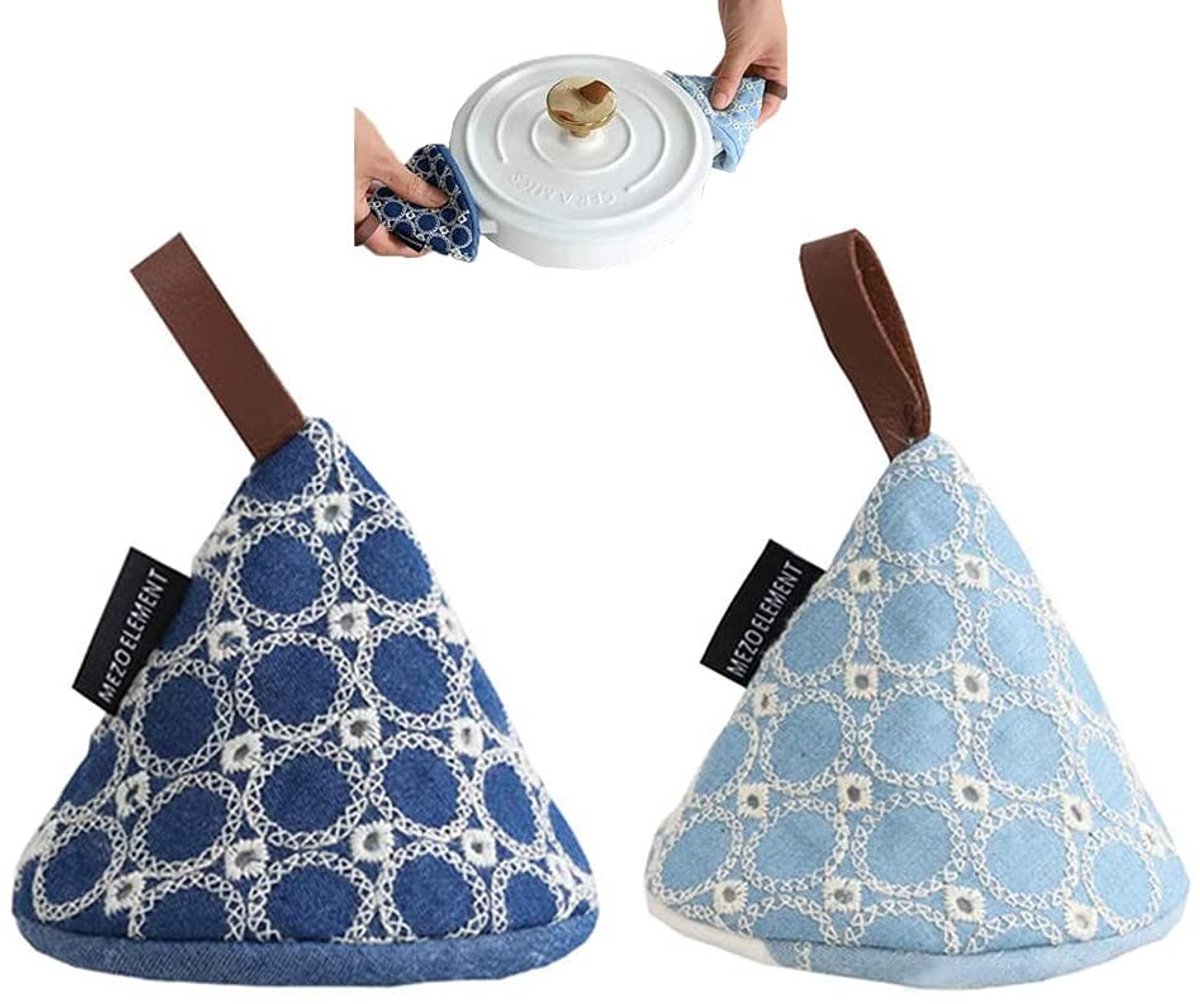 ONF3 - Pannenlappen Set - Hittebestendig - Katoenen Stof - Lichtblauw en Donkerblauw - Ovenwanten - Ideaal voor Koken en Bakken