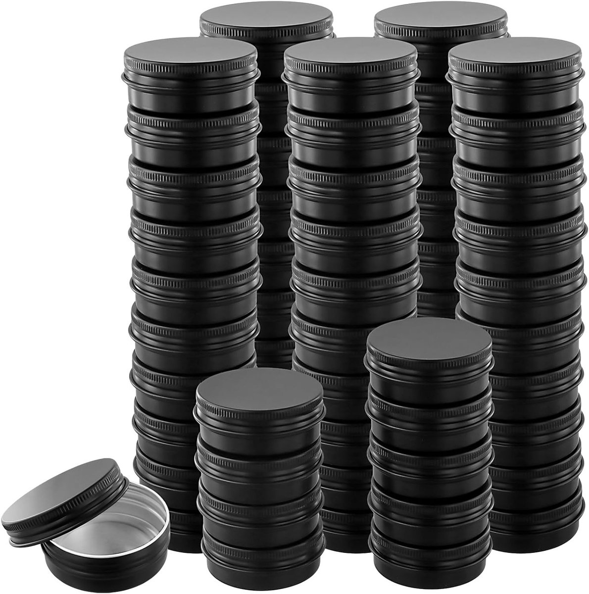 60 Stuks 30ml Zwarte Aluminium Blikjes met Deksel, Ideaal voor Kaarsen Maken en DIY Creaties, Perfect voor Opslag en Organisatie