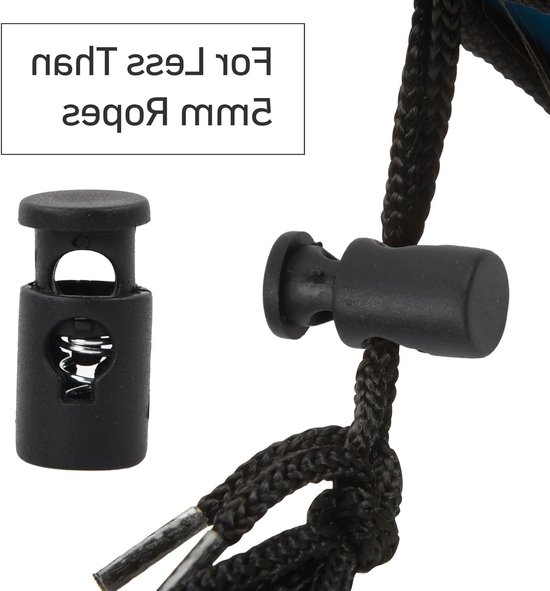 Set van 30 zwarte nylon cord stoppers met 1 gat - ideaal voor 3-4 mm koord, trekkoorden, tassen en veters — afbeelding 4