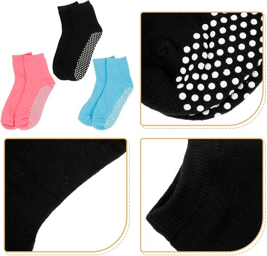 Sportsokken Dames - Antislip Sokken - Sporten en Fitness - Met Grip - 3 Paar - Diverse Kleuren — afbeelding 3
