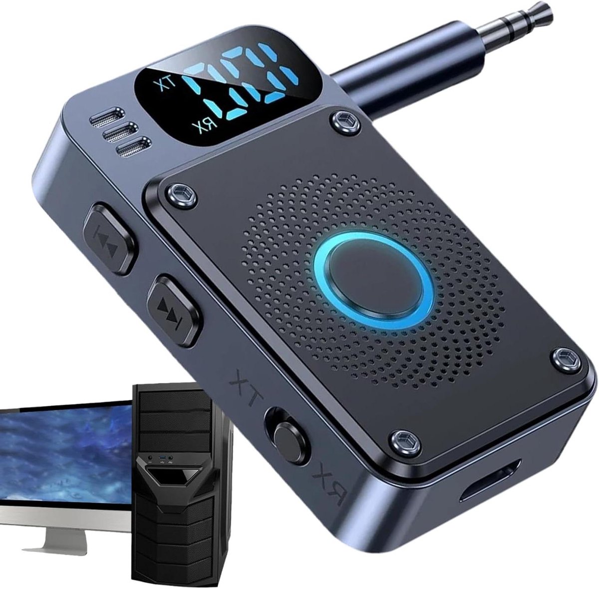 Draadloze Zender - Audio Converter - Geluid Streamen - Digitaal Display - 2.24 Inch - Zwart