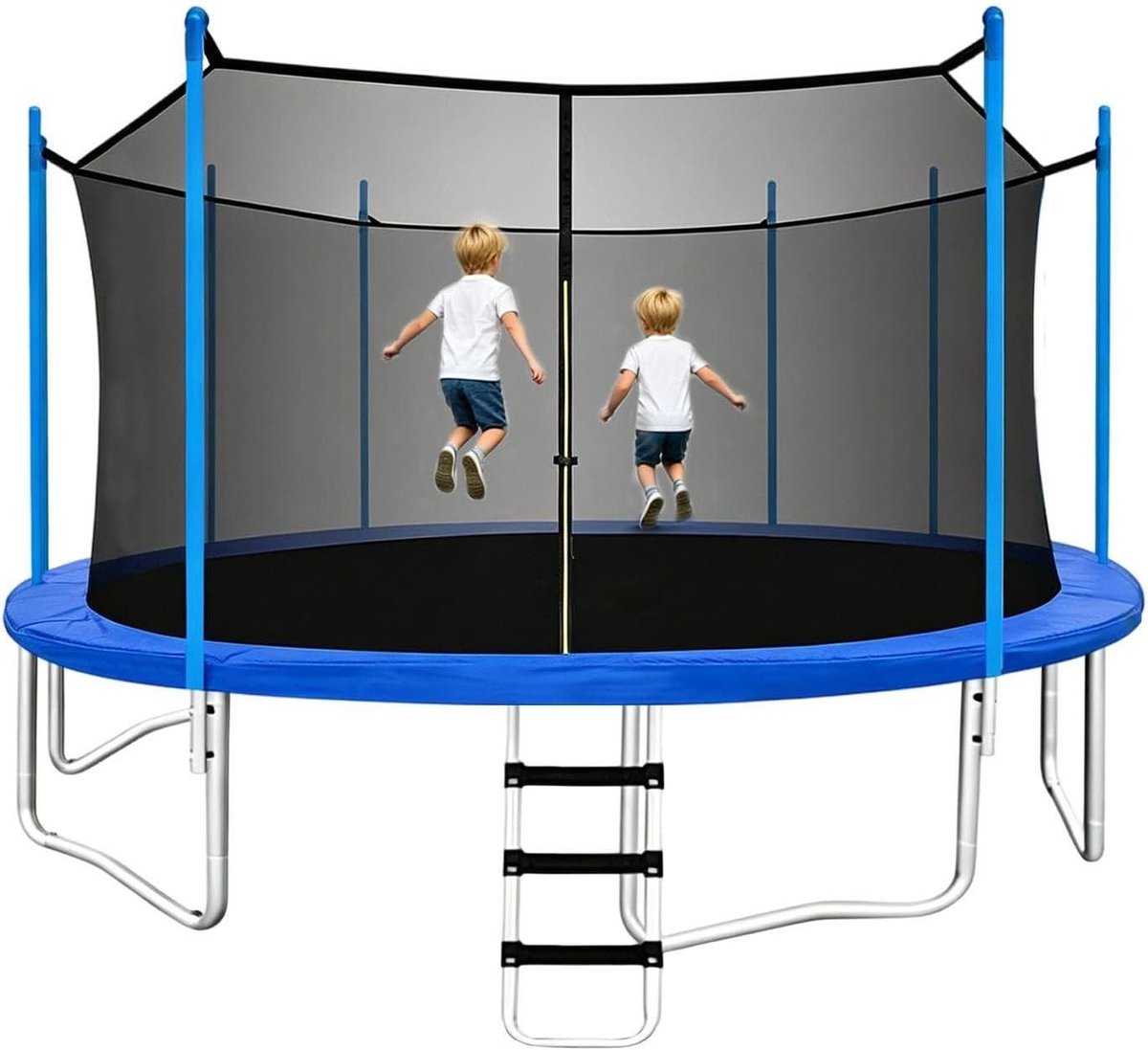Trampoline Vervangingsnet - Veiligheidsnet Omheining - Buiten Spelen - Verstelbare Banden Systeem - 3.66 & 4.27 Meter - Zwart