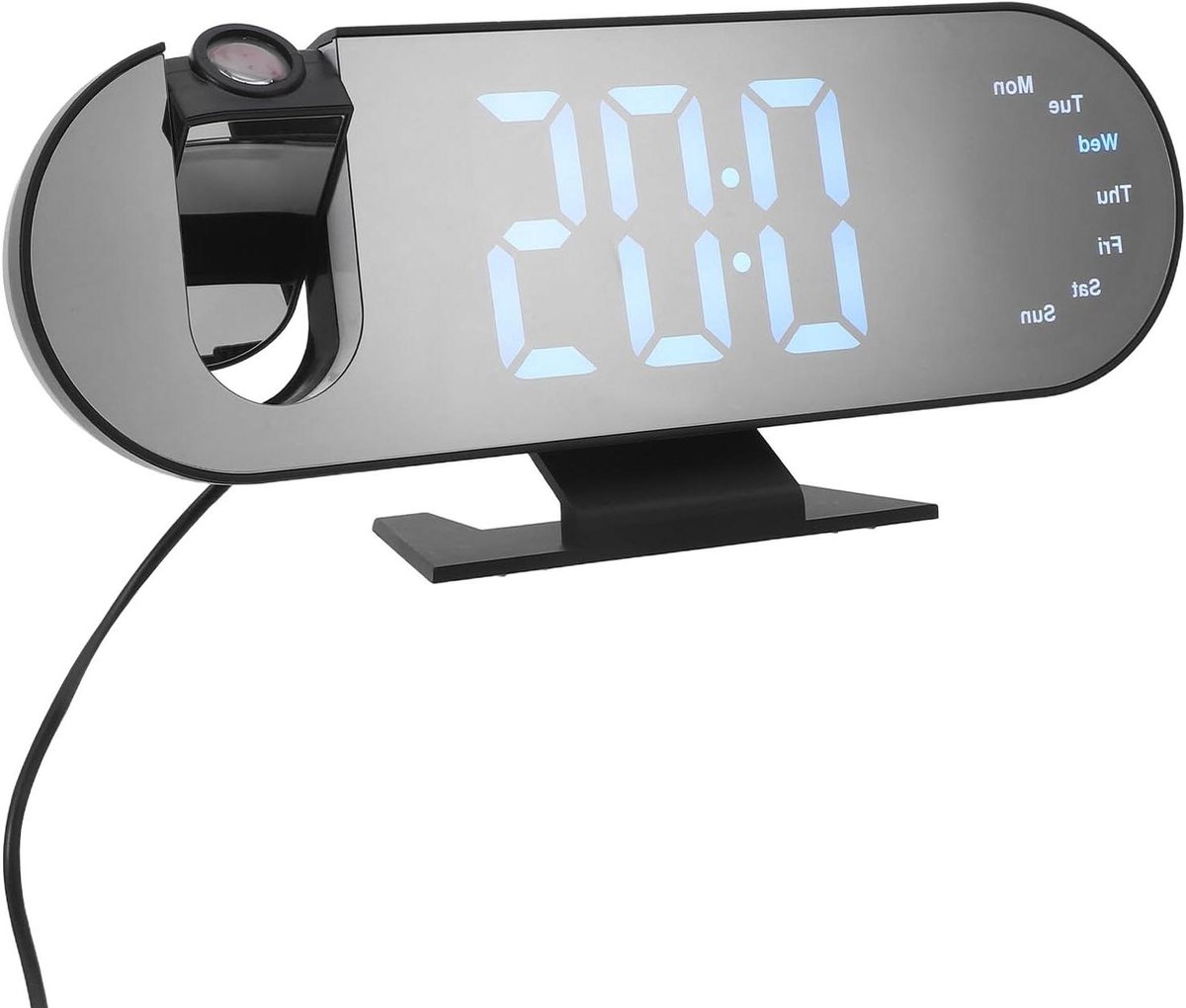 Digitale Spiegelwekker - LED Projectieklok - Wakker Worden - Plafond Projectie - 23.2 cm - Blauw