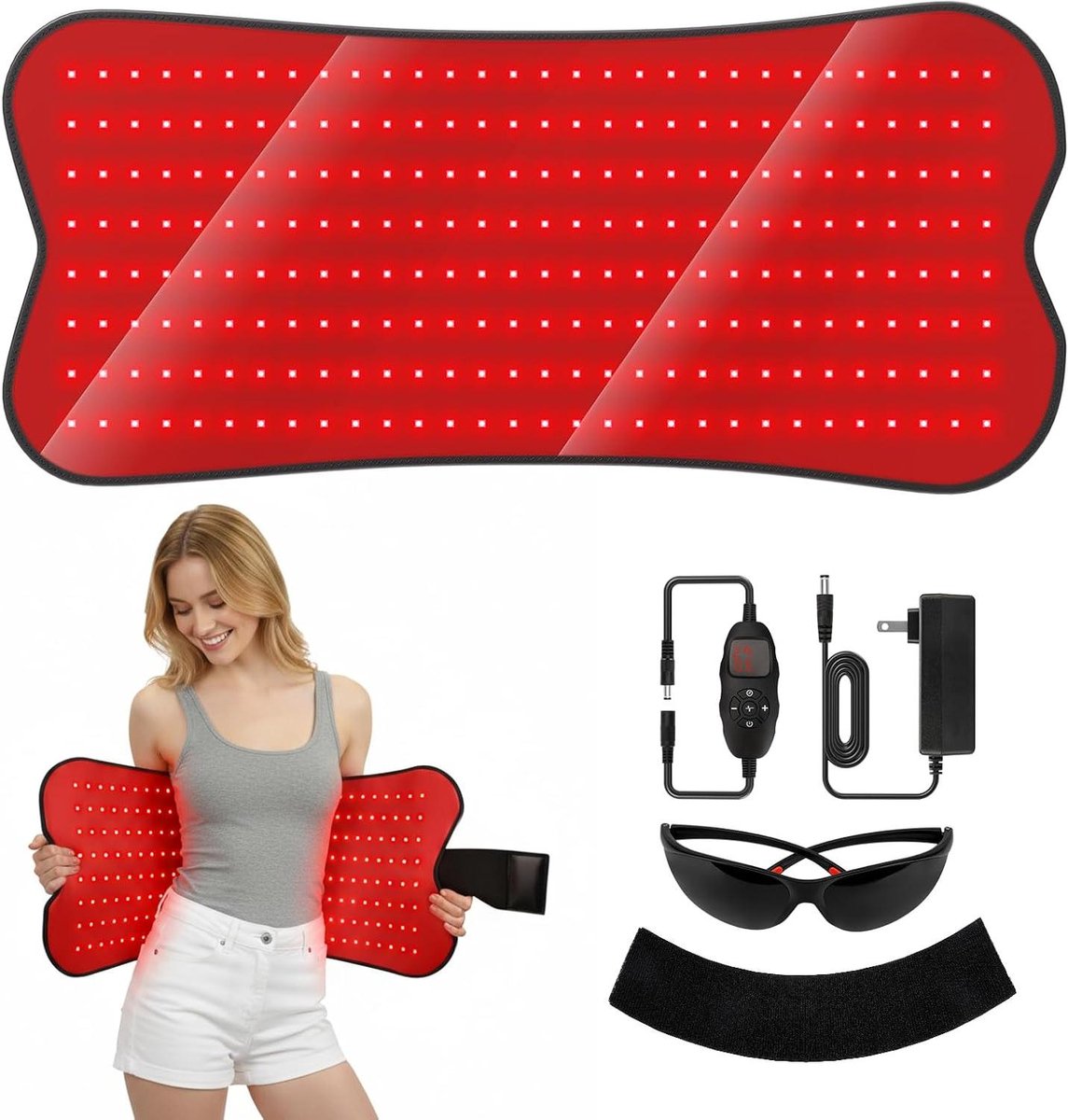 Lichttherapie Mat - Lichaamsbehandeling Pad - Ontspanning Thuis - Dubbele Golflengte LEDs - 31" x 142" - Rood