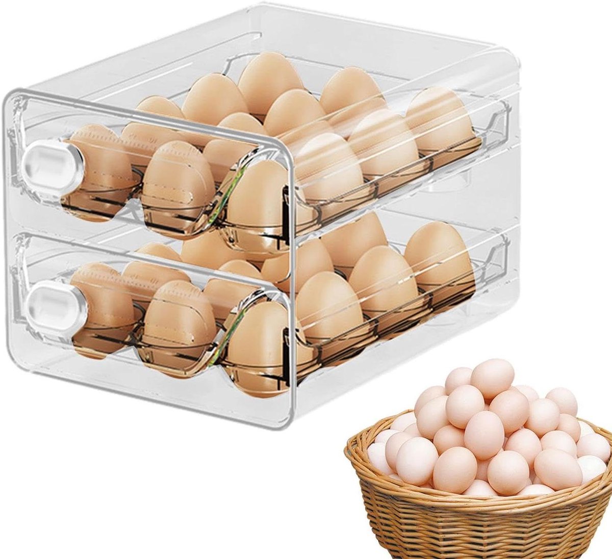 Koelkast Ei Opslag - Eierdispenser Ladebak - Keuken Organisatie - Ruimtebesparend Ladeontwerp - 296 x 227 x 94 cm - Transparant