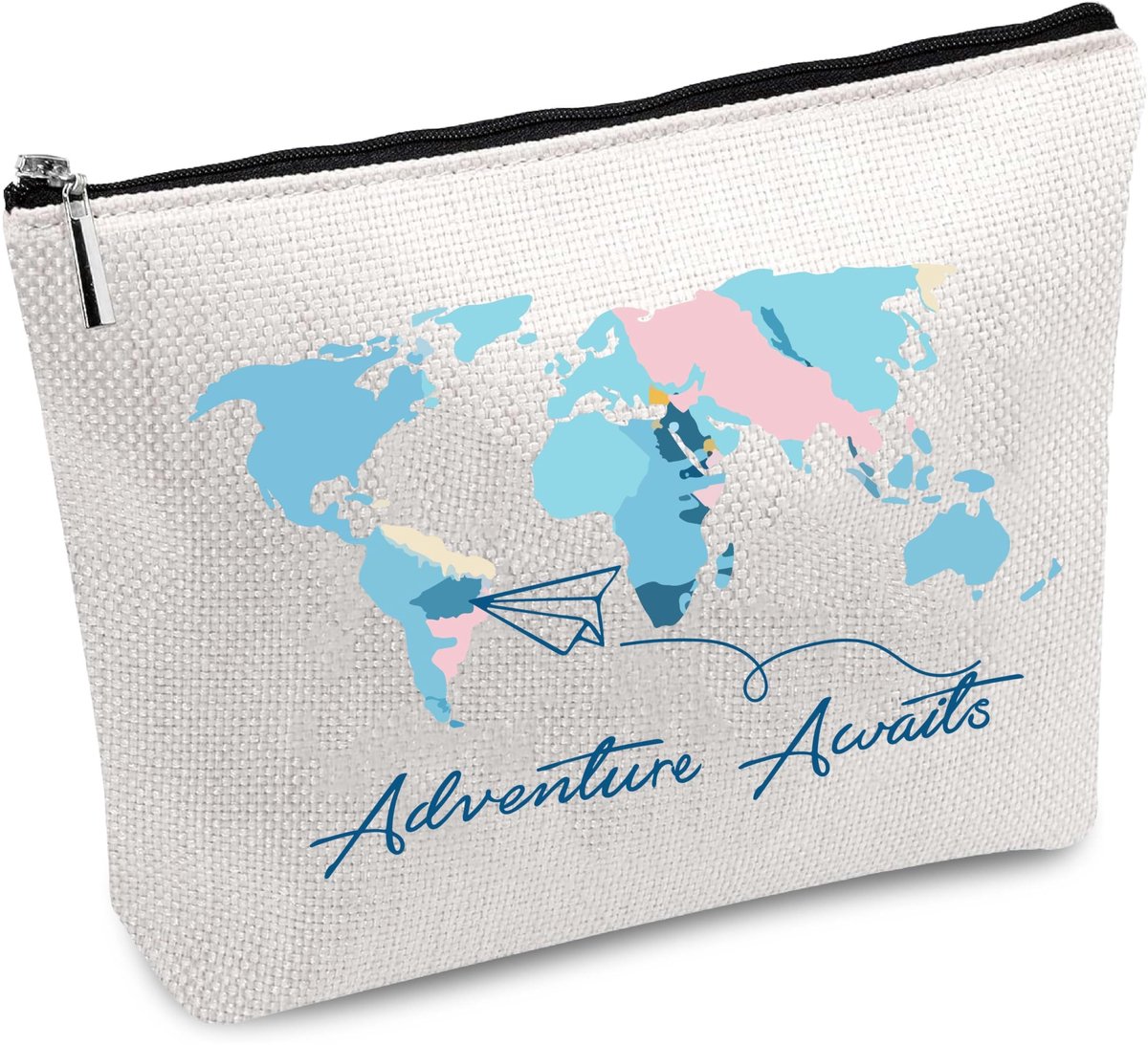 aladdien - Wereldkaart make-up tas - Multifunctionele pennenzak - Canvas - Cosmetische tas voor reizen - Blanks voor sublimatie - Geschikt voor scho..