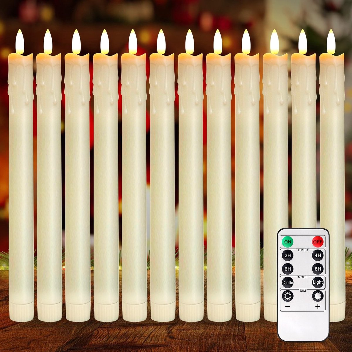 Set van 12 LED Kaarsen met Timer en Afstandsbediening - Realistische Vlam, Batterij Aangedreven