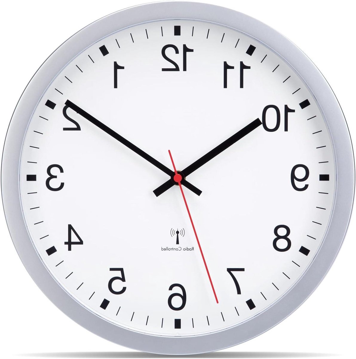 Wandklok - Moderne klok - Tijdweergave - Radiografisch gestuurd - 40 cm - Zilver