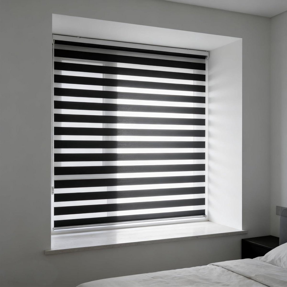 Dubbel Rolgordijn - Duo Gordijn - Privacy en Licht - Verduisterend en Zonwerend - 87 x 160 cm - Zwart