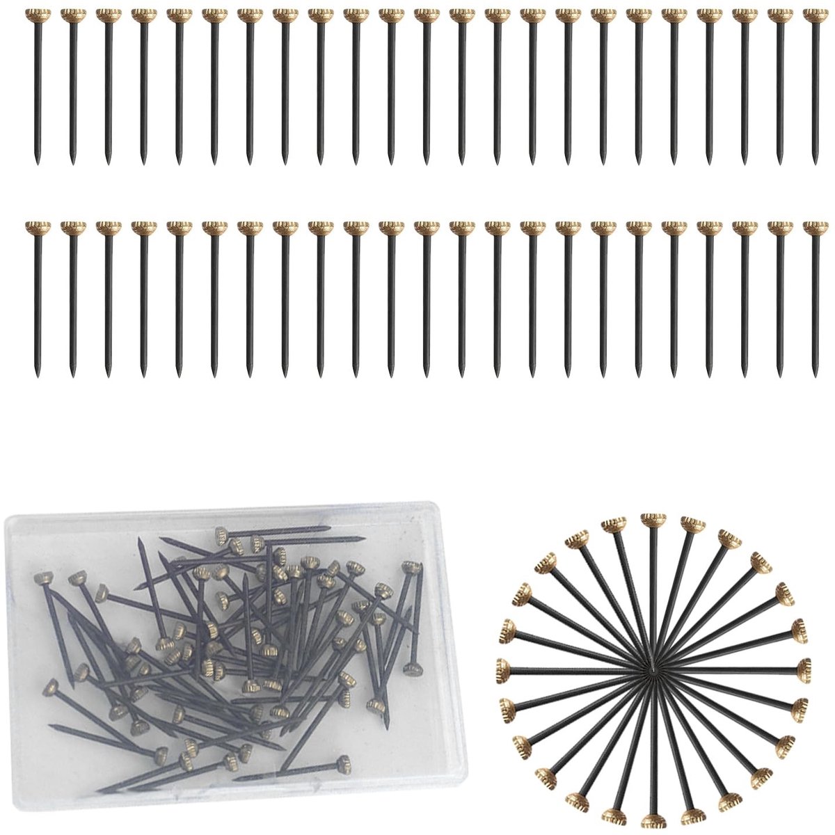 aladdien - Foto Haken - Messing Wandspijkers - Voor het Ophangen van Foto's - Decoratie - 50 Stuks - Sterke Bevestiging - Geschikt voor Thuis - Goud..