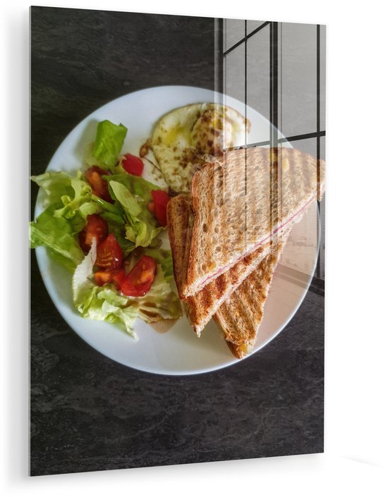 MuchoWow® Tableau sur Verre - Plats - Sandwich - Légumes - 60x80 cm - Peintures sur Verre Acrylique - Photo sur Glas