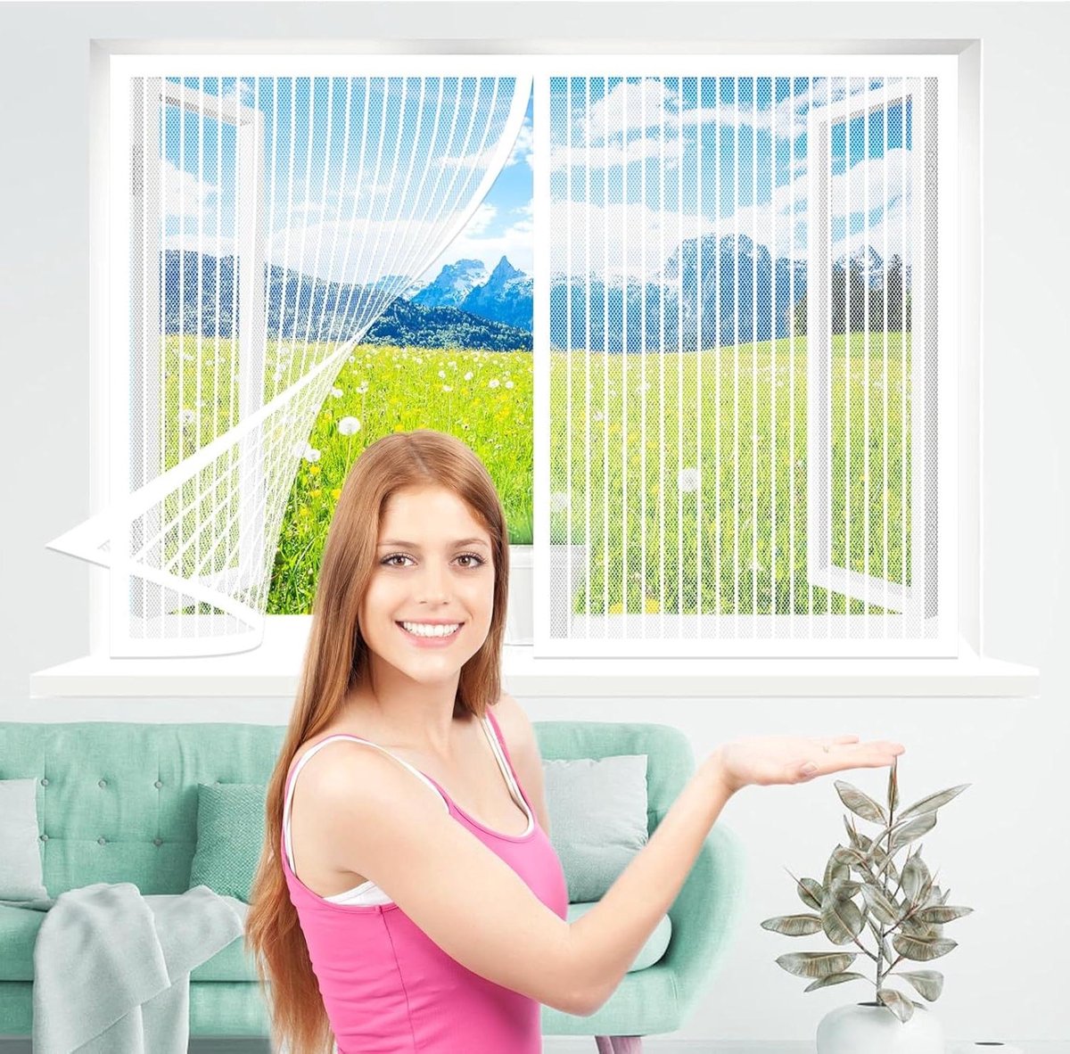 Raamhor - Insectenhor - Buiten houden - Magnetisch sluitend - 105 x 150 cm - Wit