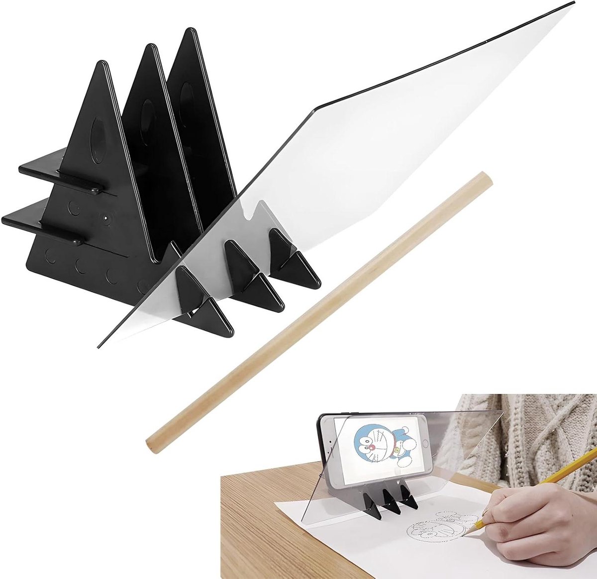 Optisch Tekentablet - Projectie Tafel - Tekenen Leren - Optische Beeldvorming - 20x14 cm - Zwart