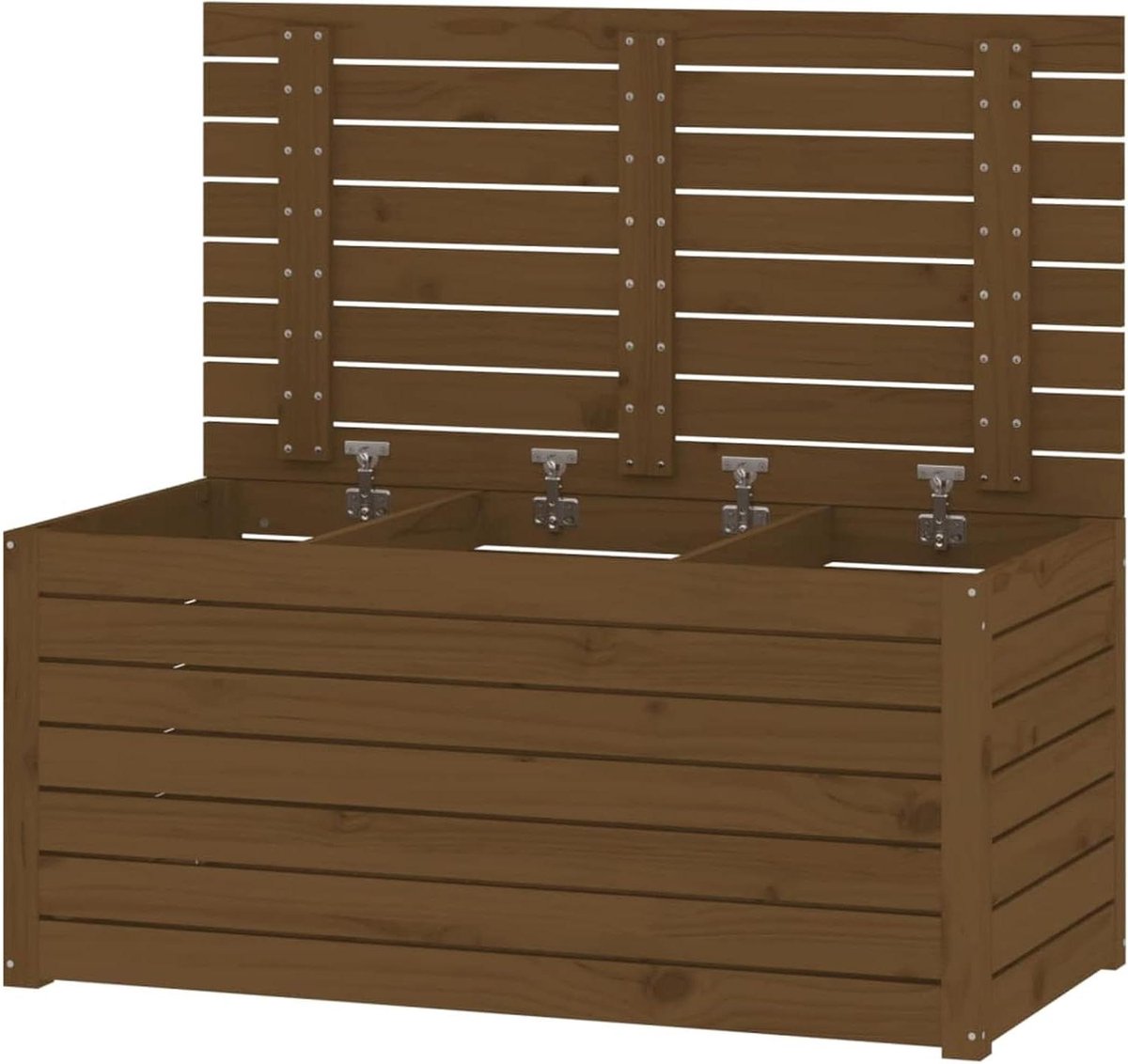 Tuinbox Hout - Opbergkist Buiten - Tuinspullen Opbergen - Stevig Massief Hout - 101x50x46 cm - Houtkleur
