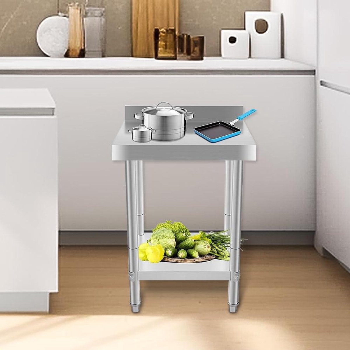 Professionele Werktafel RVS met Onderblad voor Keuken en Horeca 61x61x90 cm