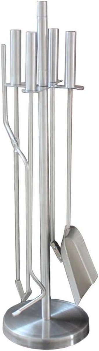 Haard Gereedschap Set - Open Haard Set - Haard Onderhoud - 5 Delige Set - 66 Cm Hoog - Zilver