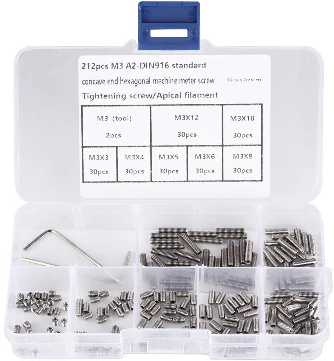 Onf3 - Schroefset Roestvrij Staal - 212 Stuks - Assortimentskit met