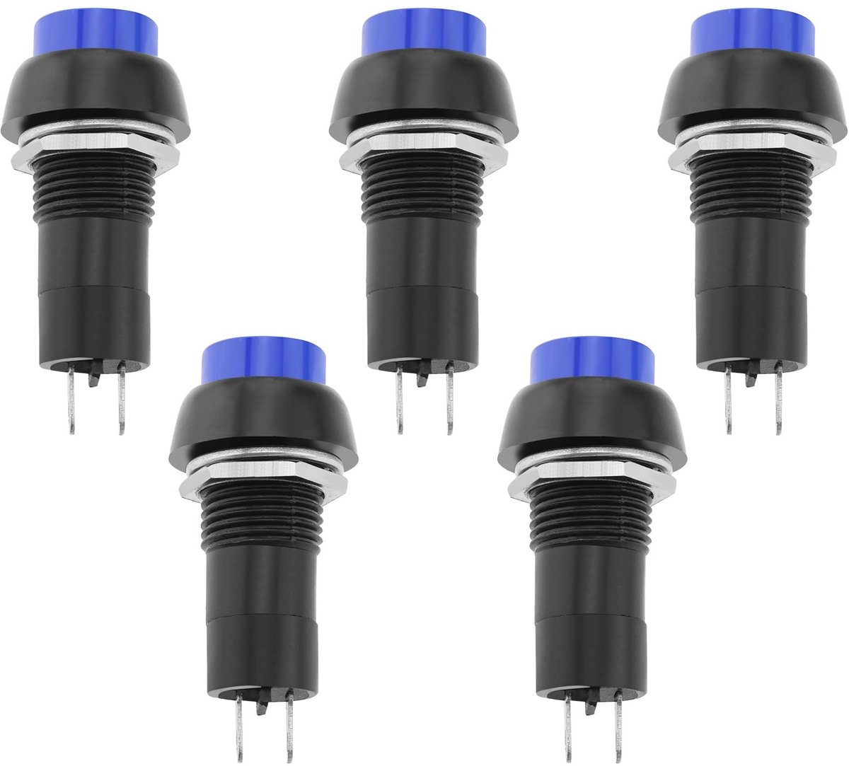 SPHProducts - Latching Push Button Switch - 12mm Drukknop - Voor gebruik in voertuigen - Blauw - Zelfherstellende schakelaar - Geschikt voor AC 250V/1.5A