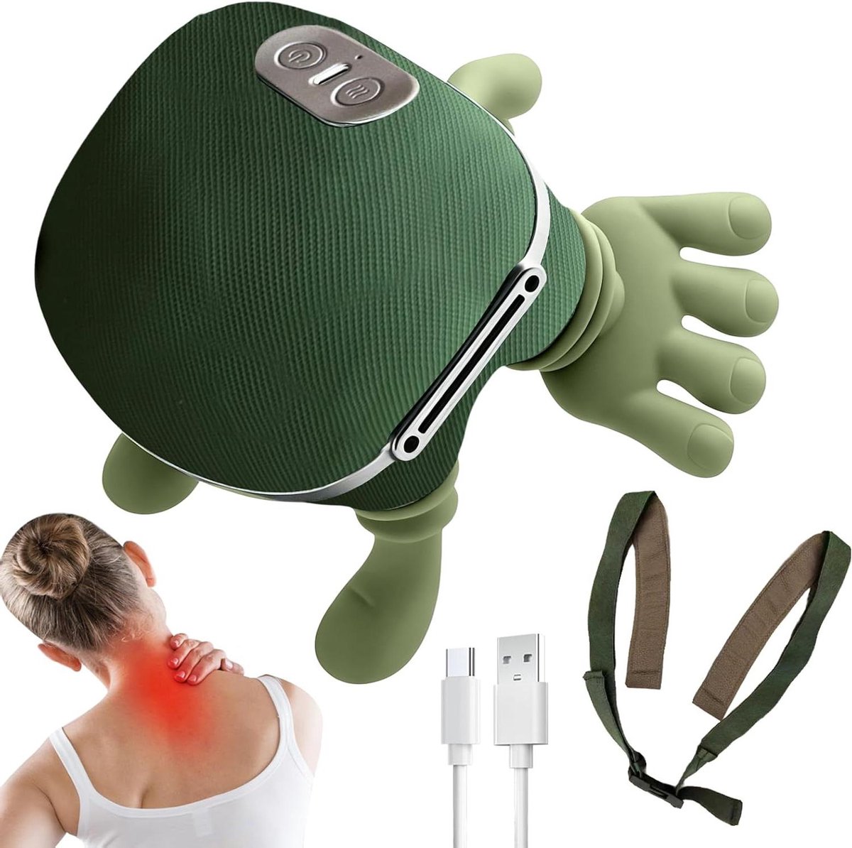 Nek Massager - Schouder Stimulator - Spierontspanning - Met Warmtefunctie - 20 x 17 x 14 cm - Grijs