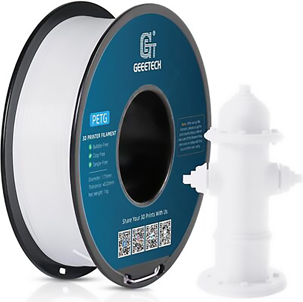 Geeetech PETG Wit 1kg 3D-Printer Filament Wit – 1.75mm – 1KG – Sterk & Duurzaam PETG Filament