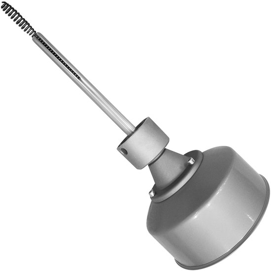 Zilverkleurige dompelpomp met spiraal, voor pijpreinigingsmachine.