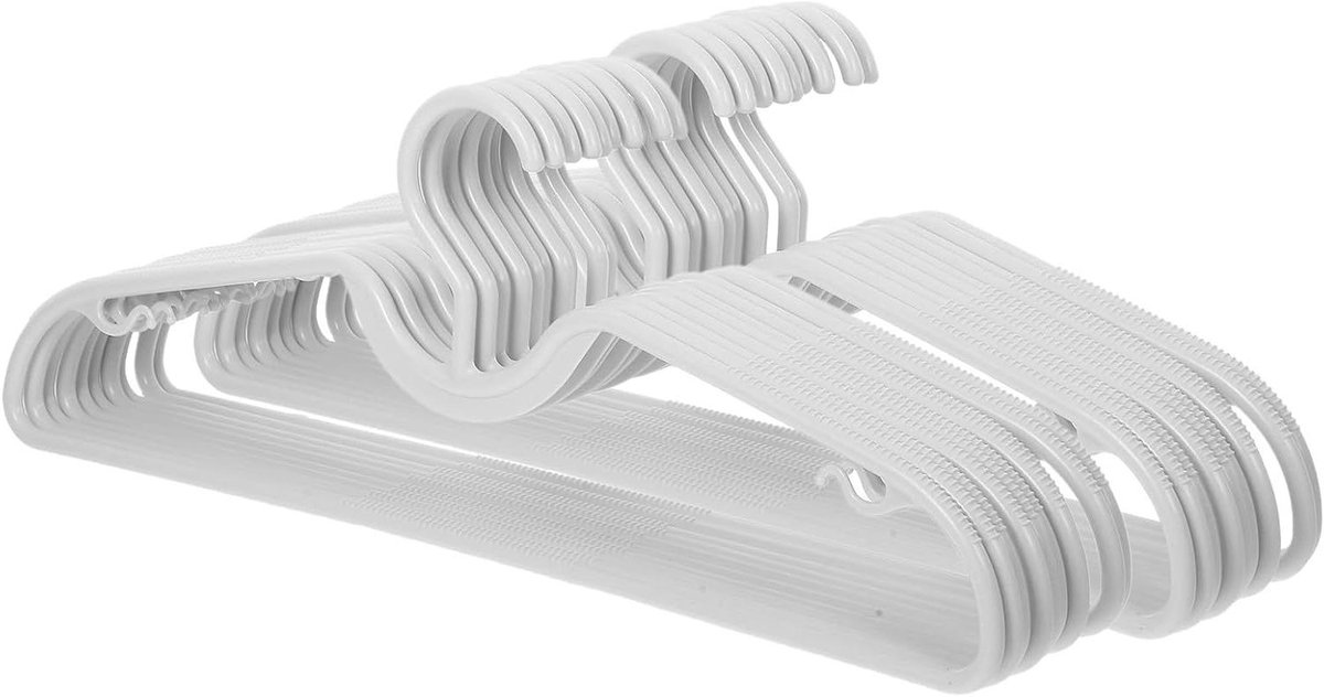 Korte halshangers - Antislip hangers - Kast organiseren - Dubbele haken - 408 cm - Wit