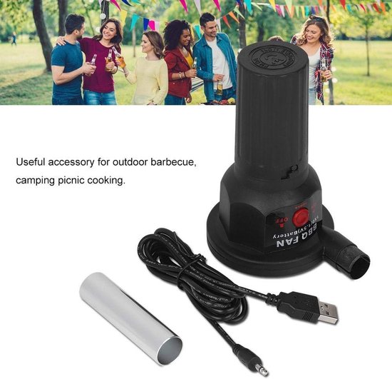 aladdien - Portable Fan - USB Blower - Lichtgewicht en draagbaar - Zwart - Grill Accessoire voor buiten - Tool voor kamperen van Aladdien — afbeelding 5