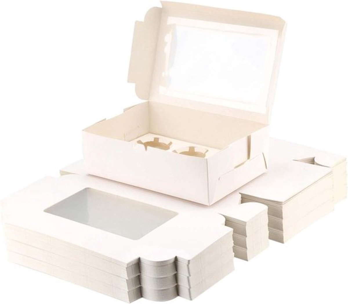 Kartonnen Cupcake Doosjes 6 Gat - Cupcake Dozen met Venster - Voor Cake, Koekje en Muffin