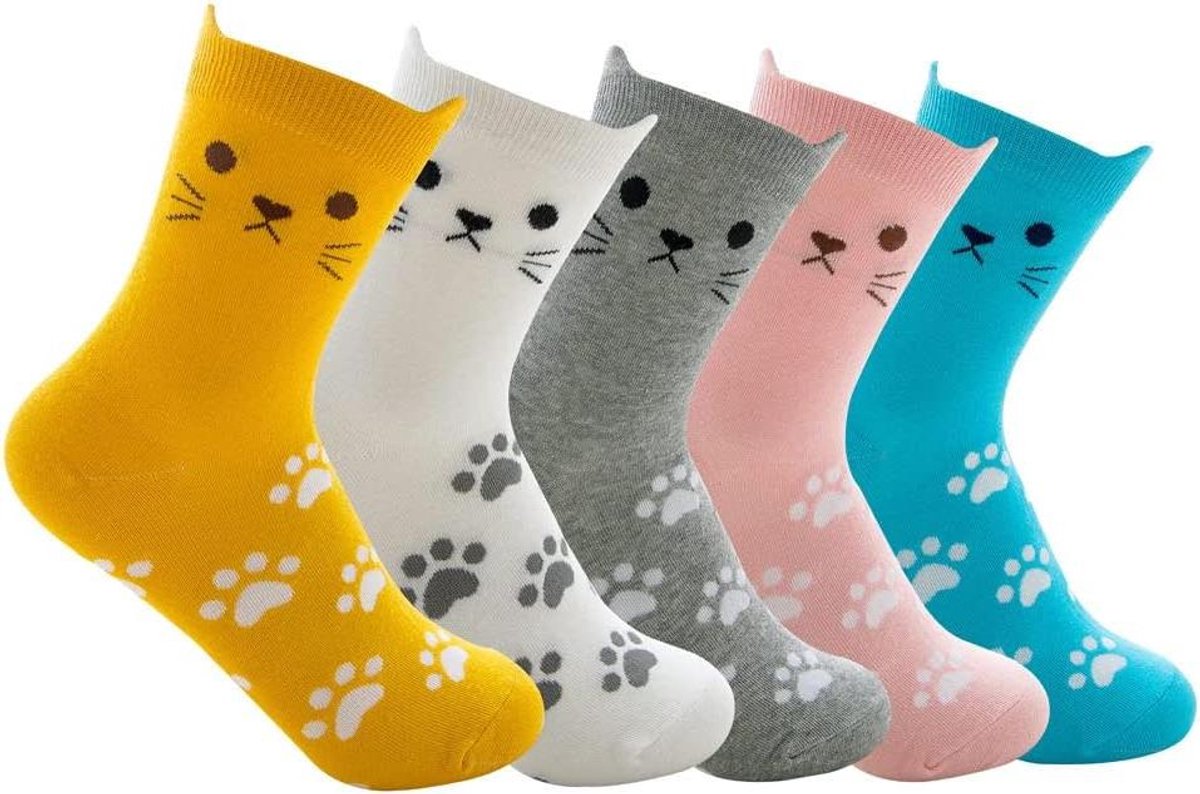 Dames Sokken - Warme Pantoffelsokken - Comfortabel Ontspannen - Antislip Zolen - 5 Paar - Meerdere Kleuren
