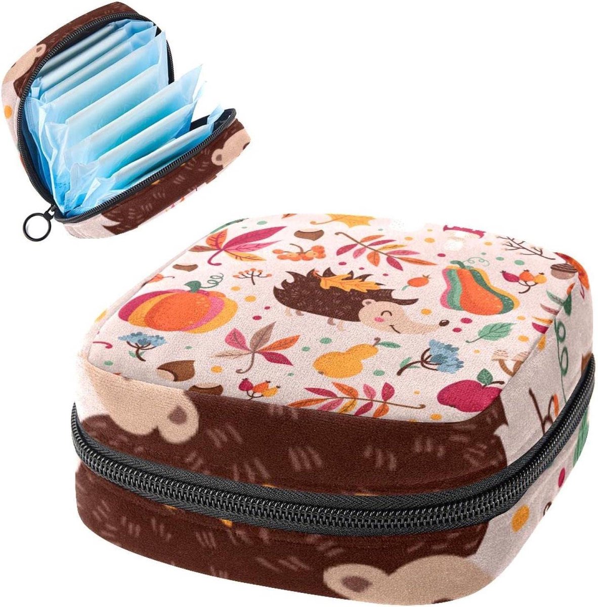 Periode zakje - Maandverband tasje - Discrete opslag - Zachte pluche stof - 12x17x17 cm - Meerkleurig