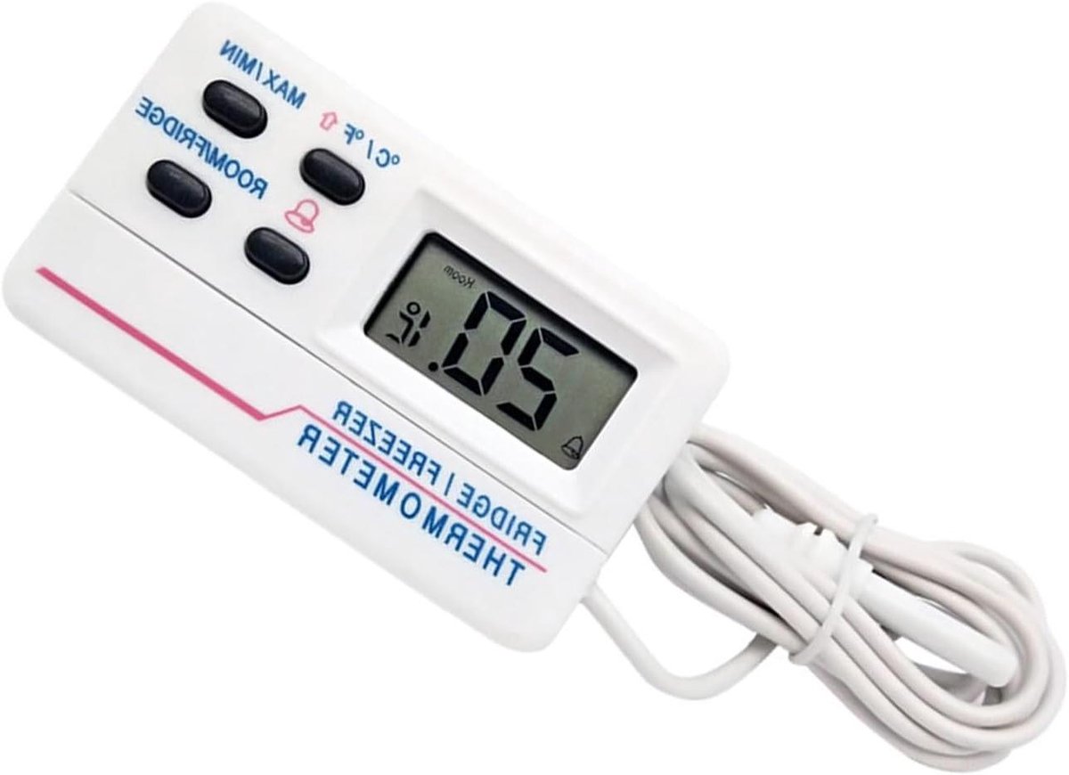 Koelkast Thermometer - Temperatuurmeter Keuken - Voedsel Bewaren - Hoge Nauwkeurigheid - ±1°C Fout - Wit