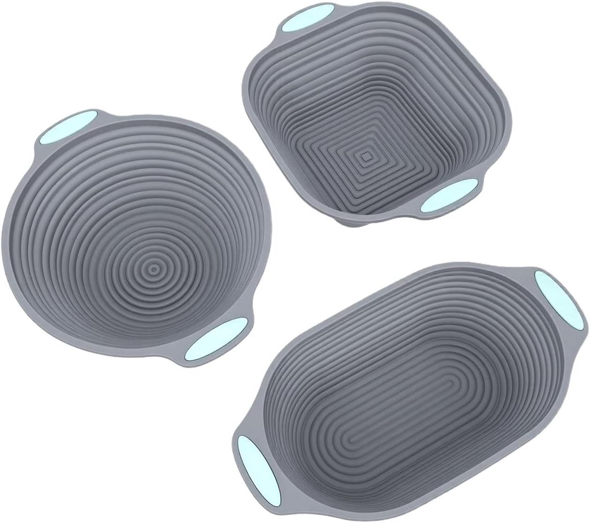 Bakvormen Set - Taartbrood Pan - Zelf Bakken - Hittebestendig Siliconen - 3 Stuks - Grijs