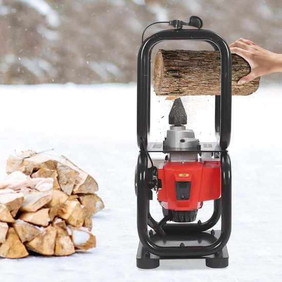 Benzine Houtsplitter - Houtklover - Hout Kloven - Krachtige 2-takt motor - 24 cm diameter - Zwart Rood — afbeelding 3