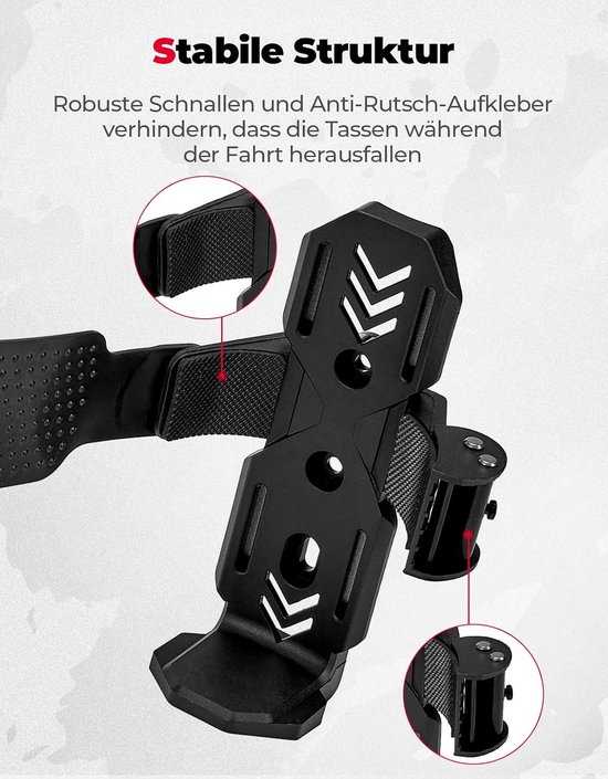 Flessenhouder fiets, bekerhouder fiets, verstelbare maat, drinkflessenhouder voor racefiets, mountainbikes, fietsen, fietsflessenhouder zwart — afbeelding 5
