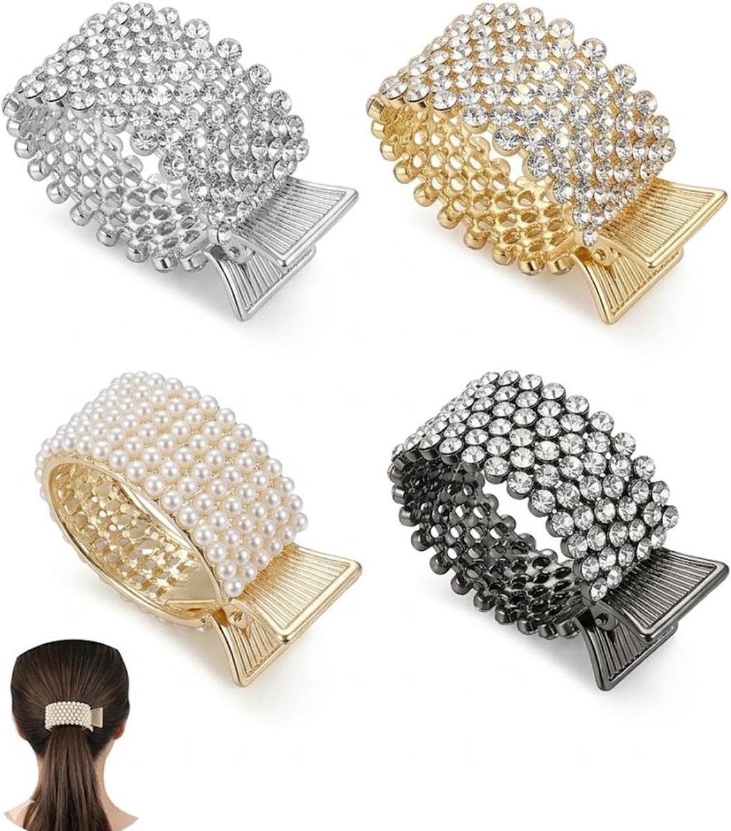 Haarspelden Set - Dames Accessoires - Kapsel Styling - Antislip Grip - 4 Stuks - Zilver