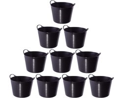 Kuip emmer - Opbergbak - Huishoudelijk gebruik - Verstevigde ribbels - 14 liter - Zwart
