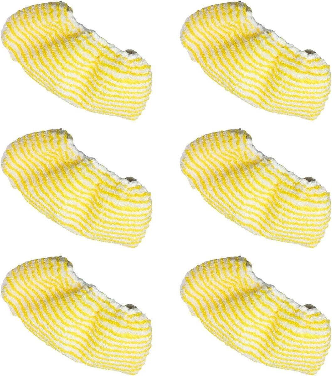 Stoom Mop Pads - Microvezel Reiniging - Vloeren Reinigen - Hoge Absorptie - 6 Stuks - Geel Wit