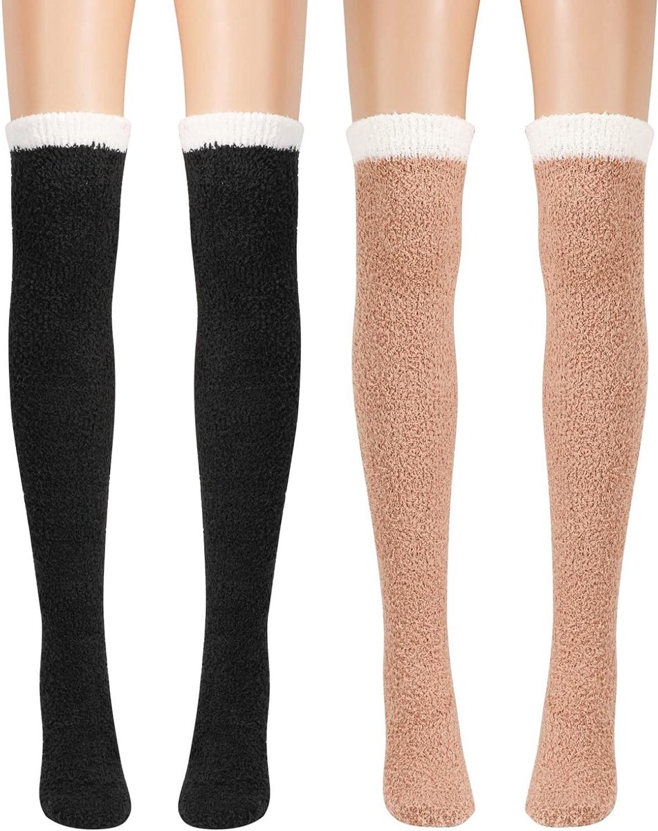 Dames Sokken - Dijhoge Kousen - Warmte en Comfort - Extra Zacht Materiaal - 2 Paar - Coral Fleece